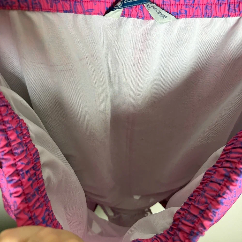 Southern Proper Mens XXL Pink Cocktail Print Swim Trunks Mesh Lined Board Shorts